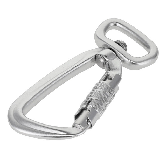 C5820 Silver Semi-Matte, Twist Lock Swivel Carabiner, Aluminum