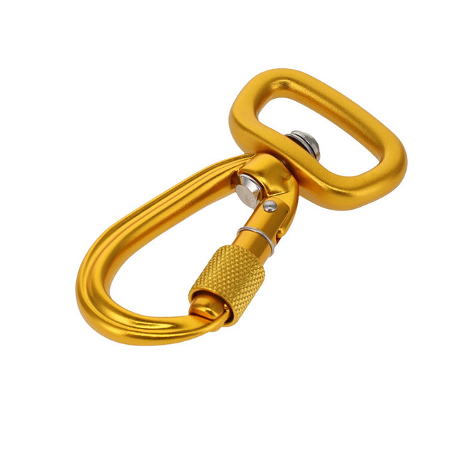 C5835 Gold Semi-Matte, Screw Lock Swivel Carabiner, Aluminum