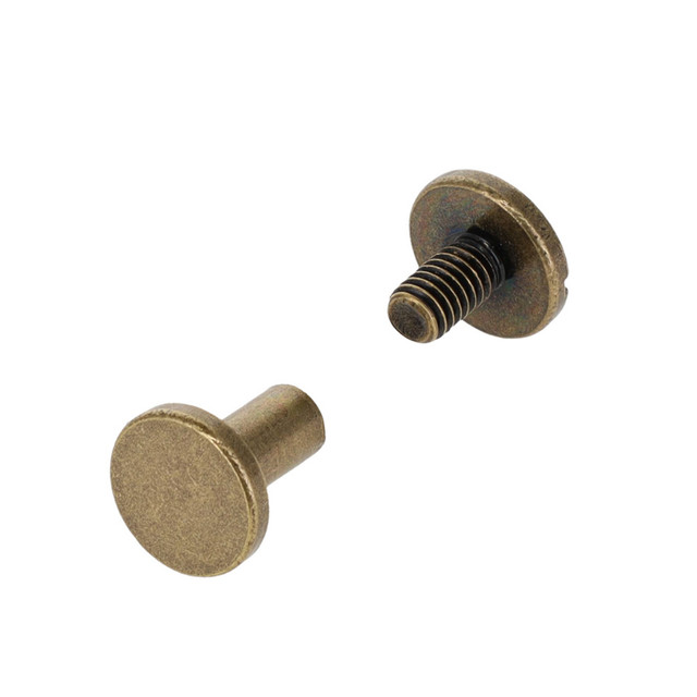 Chicago Screws, Cylinder Cap, Antique Brass, Solid Brass-LL (50 per bag), Multiple Sizes