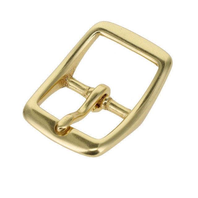145 Natural Brass, Center Bar Buckle, Solid Brass-LL, Multiple Sizes