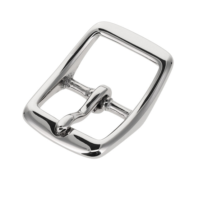 145 Nickel Plate, Center Bar Buckle, Solid Brass-LL, Multiple Sizes