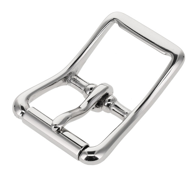 150 Nickel Plate, Center Bar Roller Buckle, Solid Brass-LL, Multiple Sizes