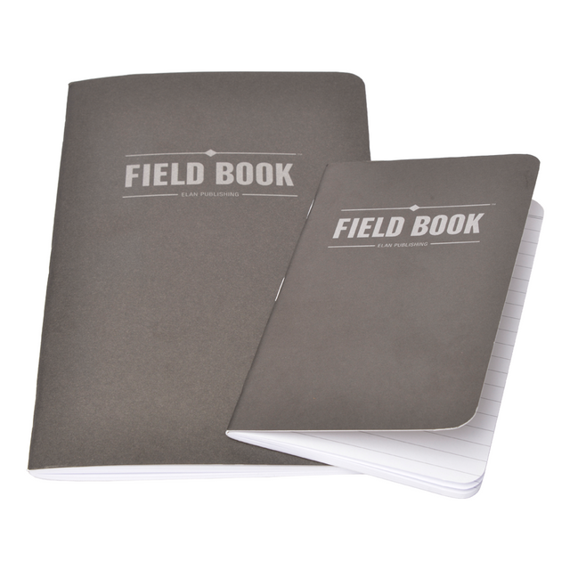Field Book Notebook, Lined Text, Black Cover, Multiple Sizes