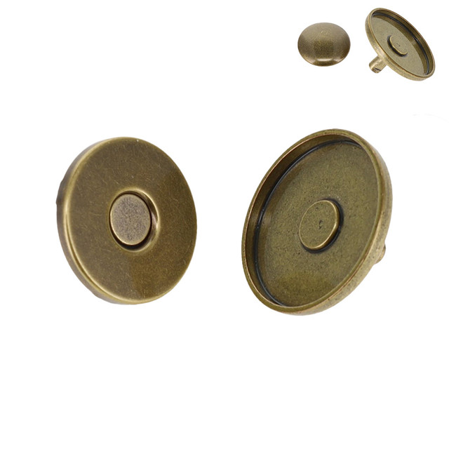 Round Full Cover Magnetic Snap, Riveted Back, Antique Brass