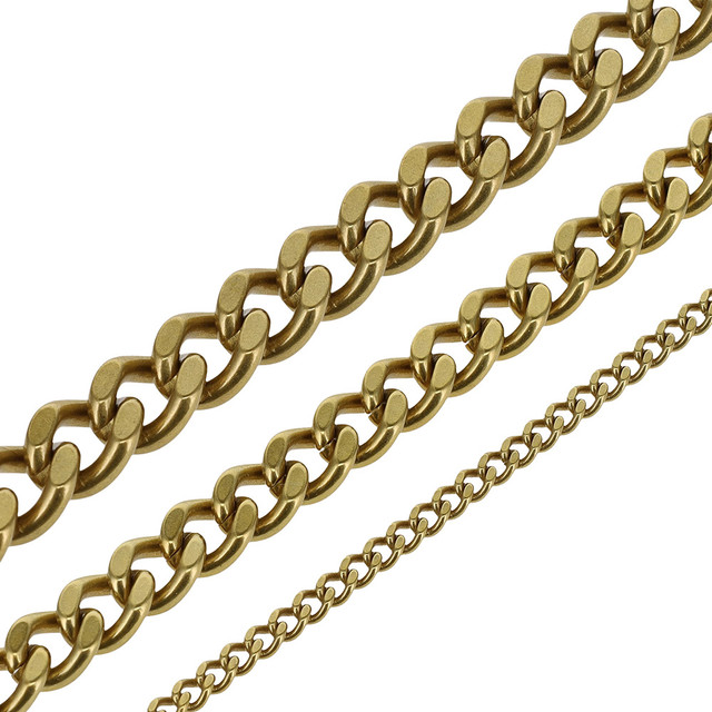 B8840 Dull Brass, Two-Side Flat Chain, Solid Brass-LL (36" length)