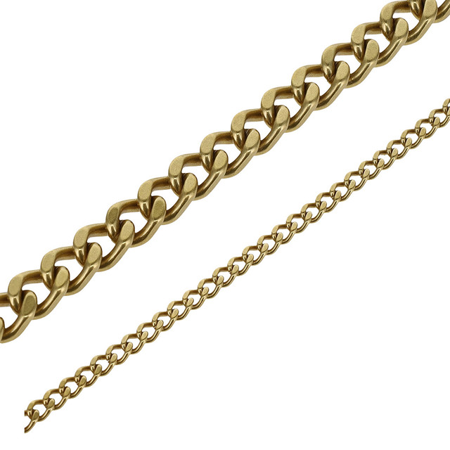 B8845 Dull Brass, Four-Side Flat Chain, Solid Brass-LL (36" length)
