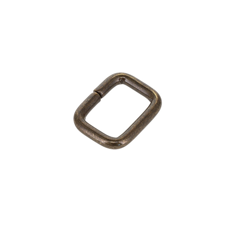 B1957 3/4" x 1/2" Antique Brass, Wire Formed Square Loop, Solid Brass-LL