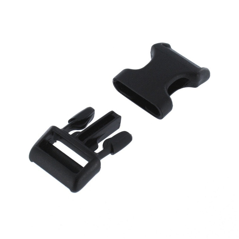 Small buckle clasp in plastic, long, black, 24x9mm., 2pcs.