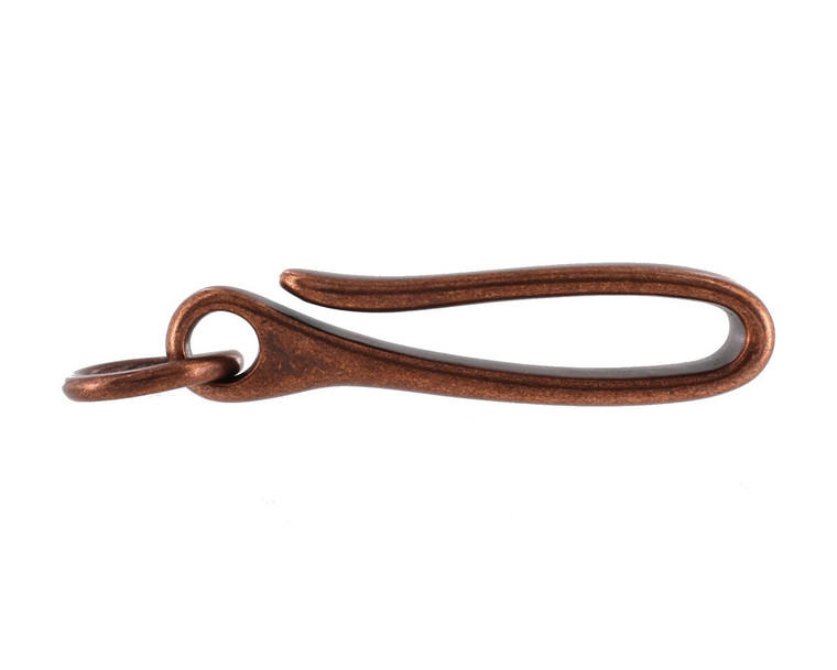 B7498 Antique Copper, Fish Hook Key Chain, Solid Brass-LL