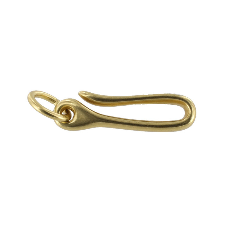 B8367 Natural Brass, Small Fish Hook Key Chain, Solid Brass-LL 