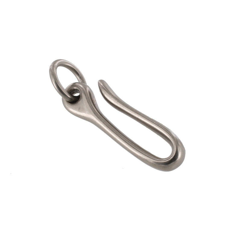 B8367 Nickel Matte, Small Fish Hook Key Chain, Solid Brass-LL