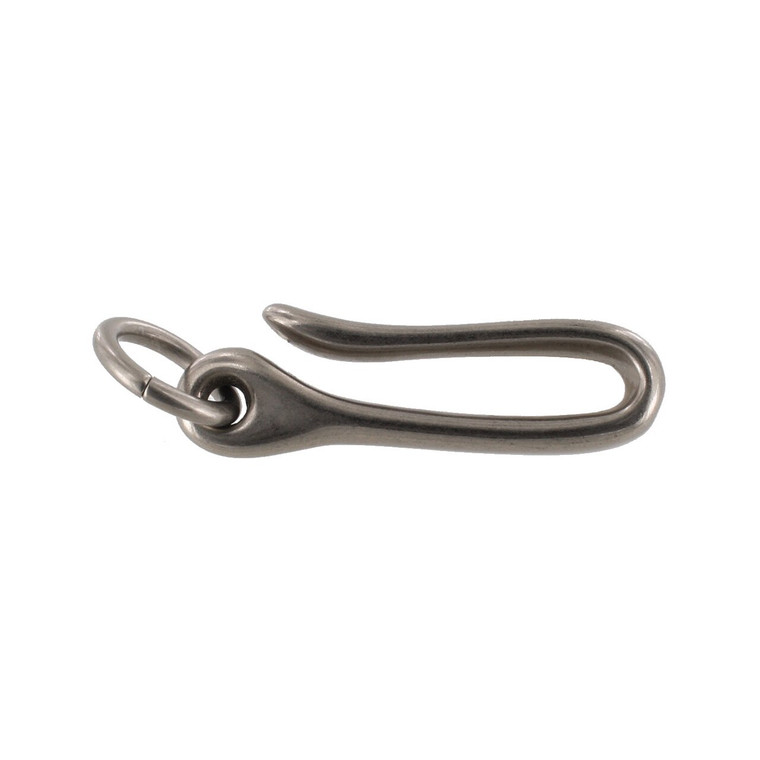 B8367 Nickel Matte, Small Fish Hook Key Chain, Solid Brass-LL