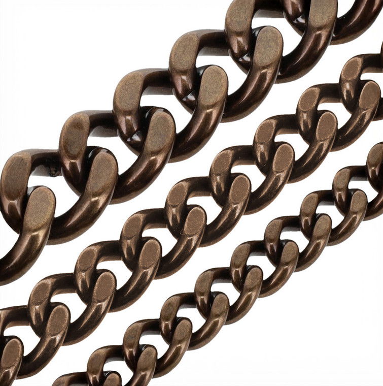 2 Sided Twisted Solid Brass Purse Chain by the Yard, Antique Brass