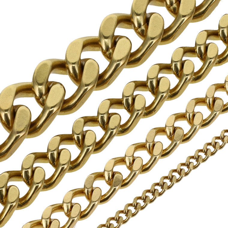 4 Sided Twisted Solid Brass Purse Chain by the Yard, Natural Brass
