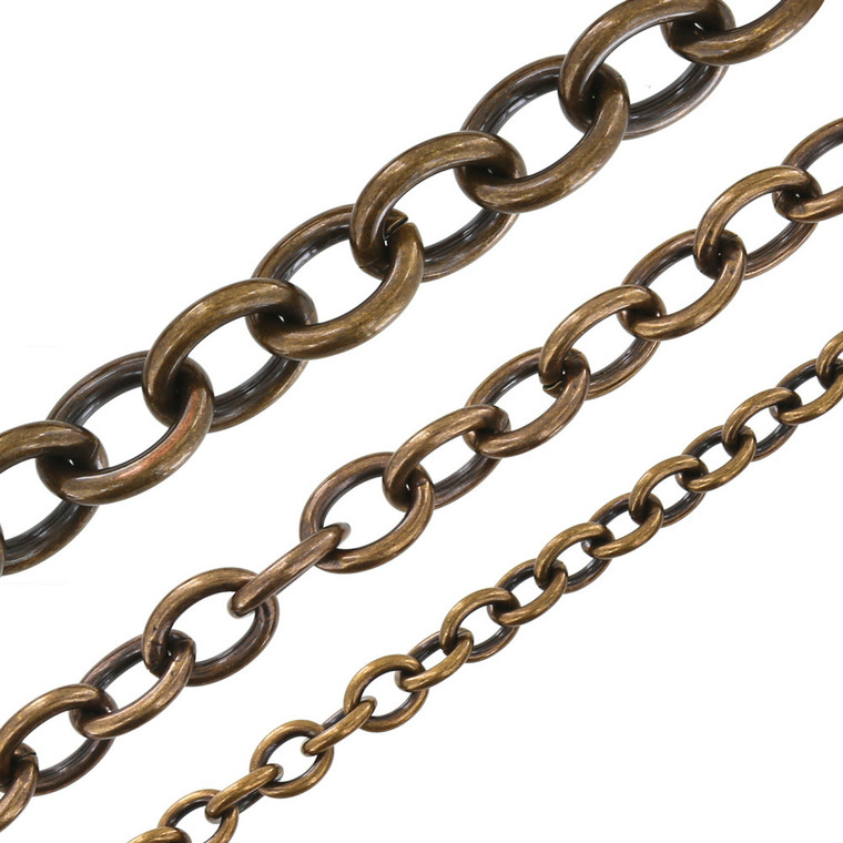 B8830 Natural Brass, Oval Chain, Solid Brass-LL (36 length) 