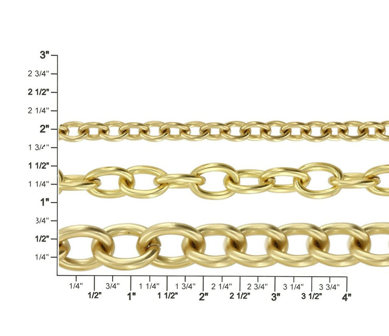 B8830 Natural Brass, Oval Chain, Solid Brass-LL (36 length) 