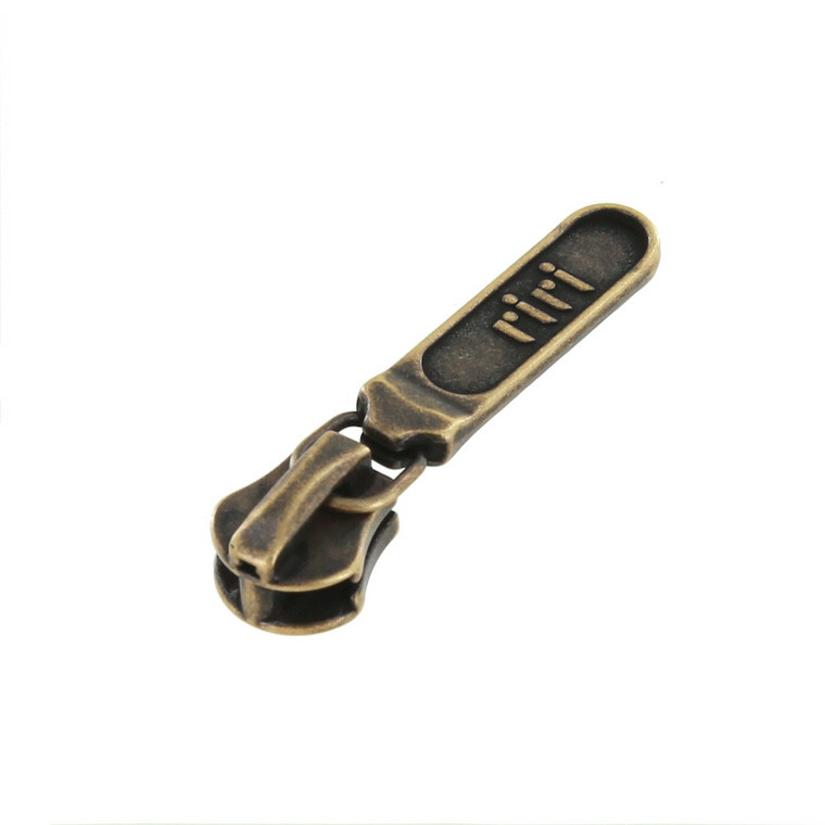 Riri Lang Zipper Pull, Antique Brass, Multiple Sizes