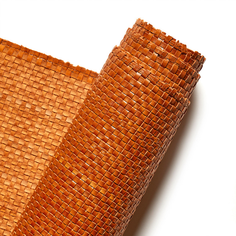 Woven Leather Sheets, Tan