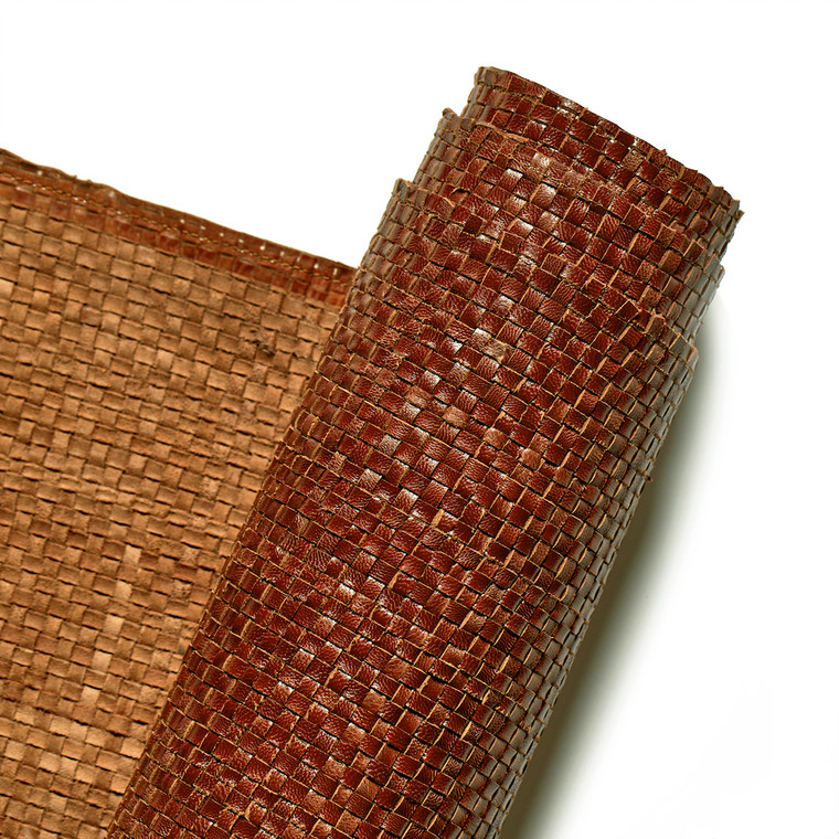 Woven Leather Sheets, Medium Brown