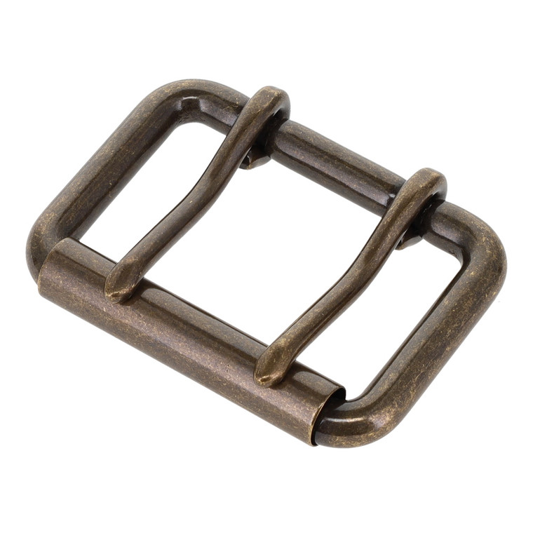 B7348 Antique Brass, Double Prong Roller Buckle, Solid Brass-LL, Multiple Sizes