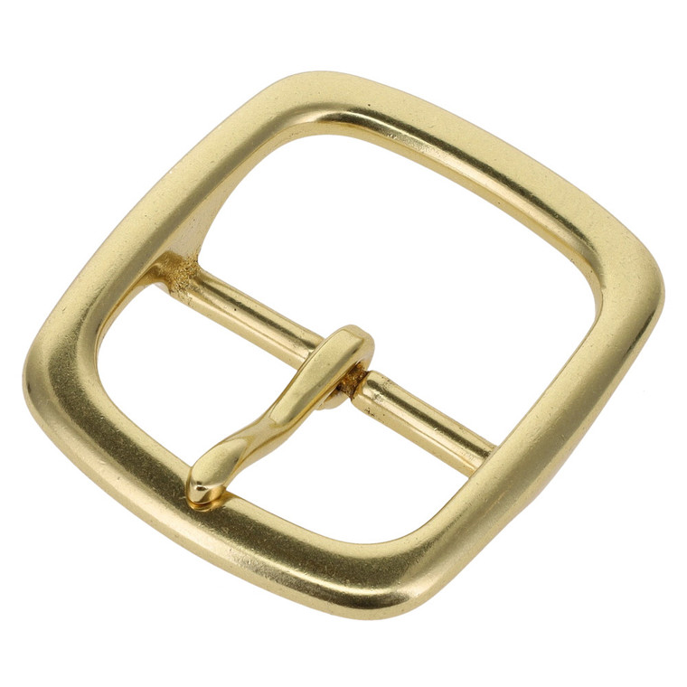 1382 Natural Brass, Center Bar Buckle, Solid Brass-LL, Multiple Sizes
