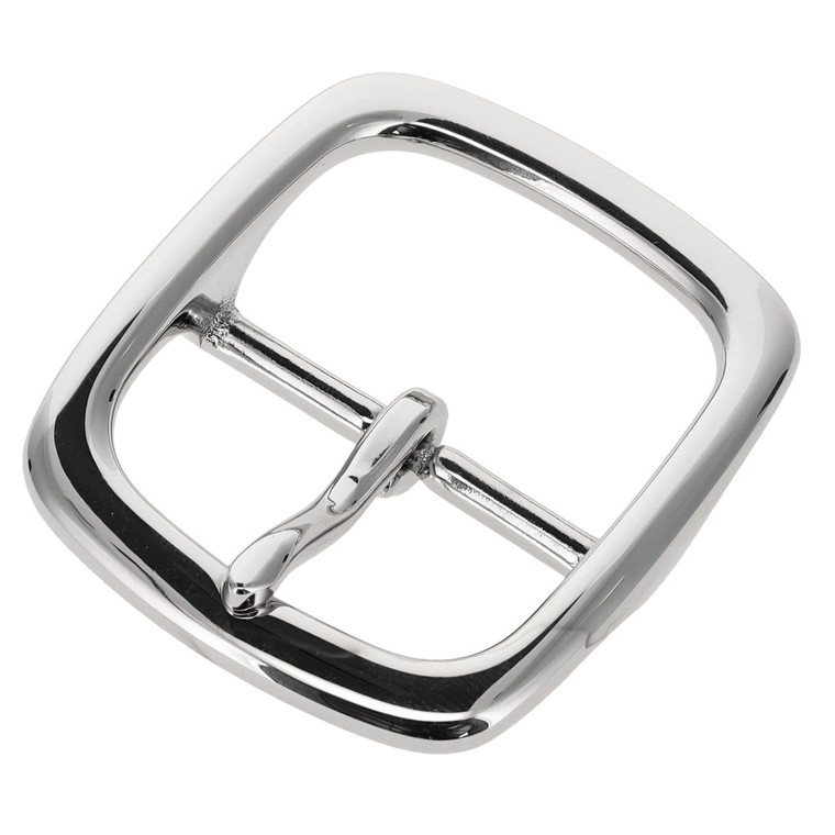 1382 Nickel Plate, Center Bar Buckle, Solid Brass-LL, Multiple Sizes