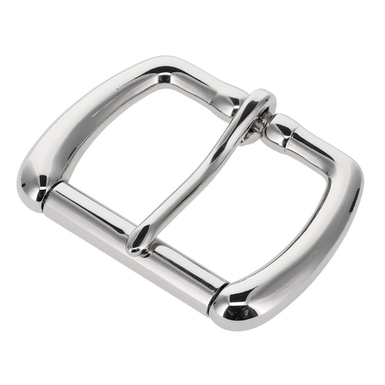 B1187 Nickel Plate, Roller Buckle, Solid Brass-LL, Multiple Sizes