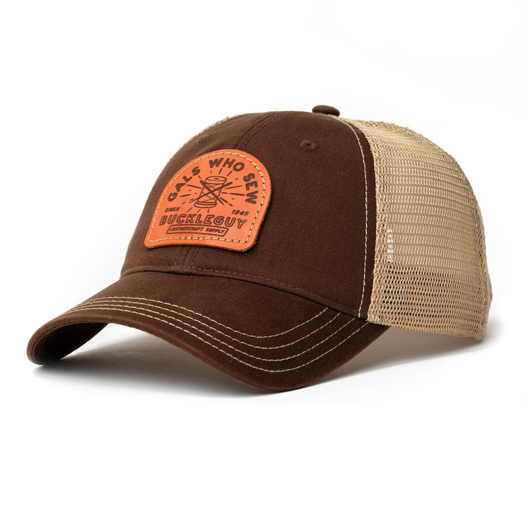 Hat, "Gals Who Sew", Richardson 111 Garment Washed Trucker Hat, Brown/Khaki