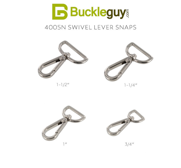 4005N Nickel Plate, Swivel Lever Snap, Solid Brass-LL, Multiple Sizes 