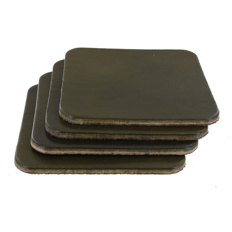 Wickett & Craig Traditional Harness, Square Coasters, Olive