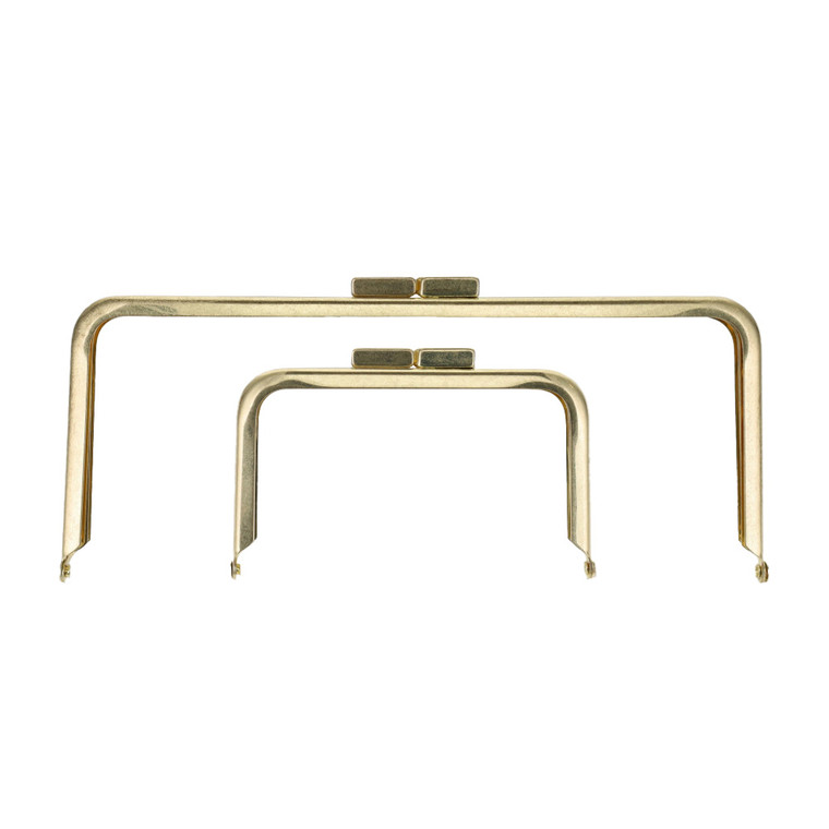 Metal Purse Frame, Square, Natural Brass Plate