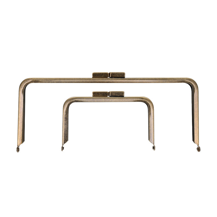Metal Purse Frame, Square, Antique Brass