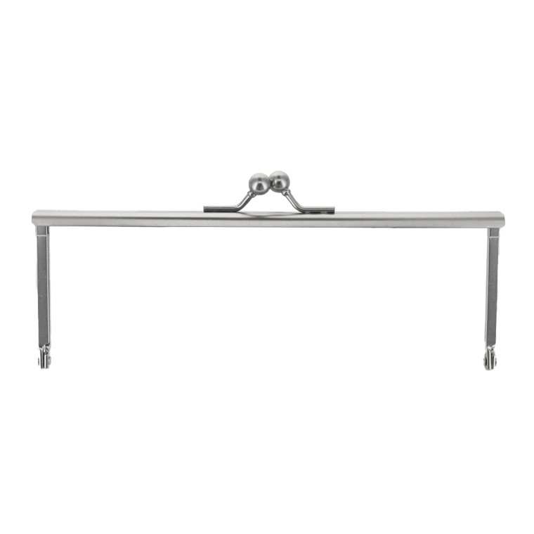 Metal Purse Frame, Square w/ Covered Legs, Nickel Matte
