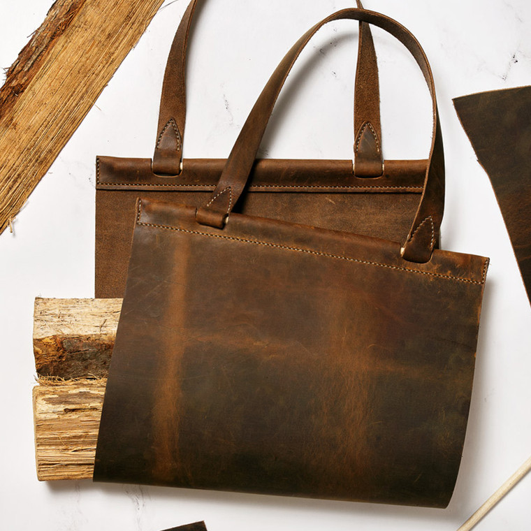 Stitched leather wood carrier DIY kit