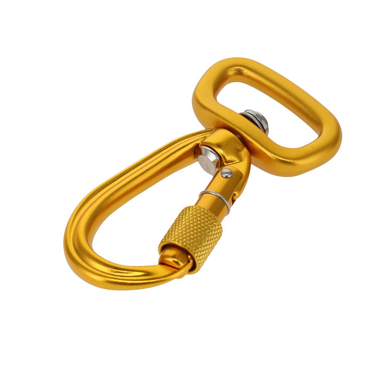 C5835 Gold Semi-Matte, Screw Lock Swivel Carabiner, Aluminum