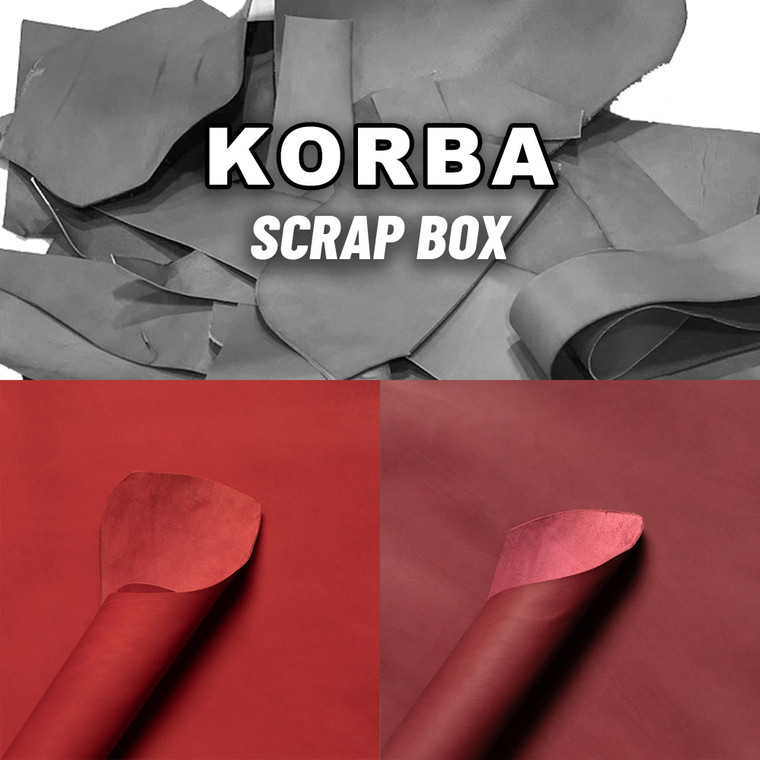 Korba Veg Tan Leather Scrap Buffalo Calf, Red/Bordeaux