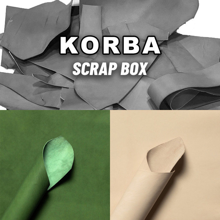 Korba Veg Tan Leather Scrap Buffalo Calf, Peacock Green, Natural