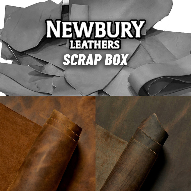 Newbury Leathers Chrome tanned Leather Scrap Crazy Horse, Rattler Brown/ Mustang Brown