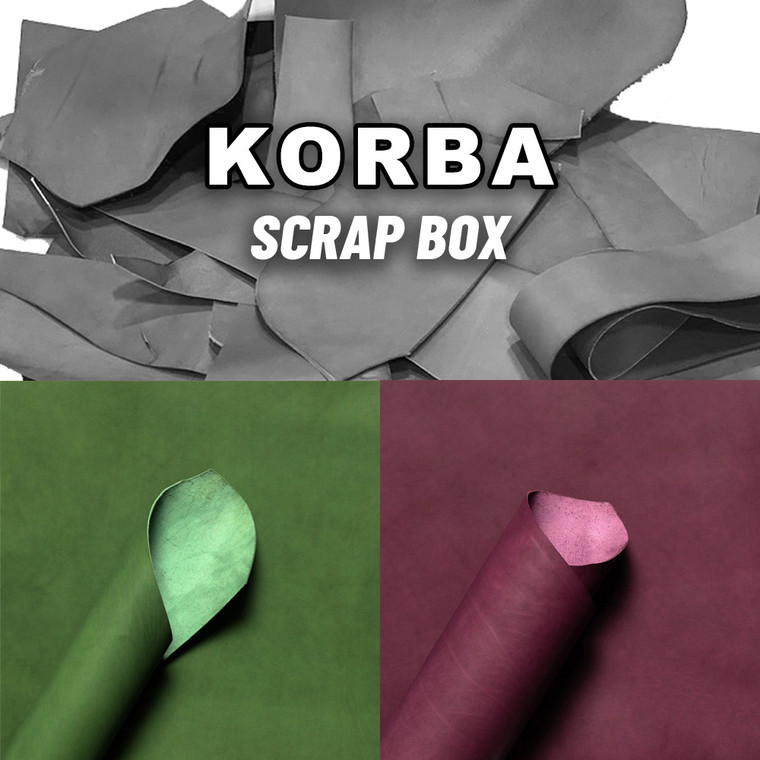 Korba Veg Tan Leather Scrap Buffalo Calf, Peacock Green/Purple