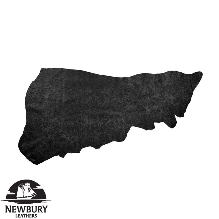 Black Ostrich Embossed Leather, Side