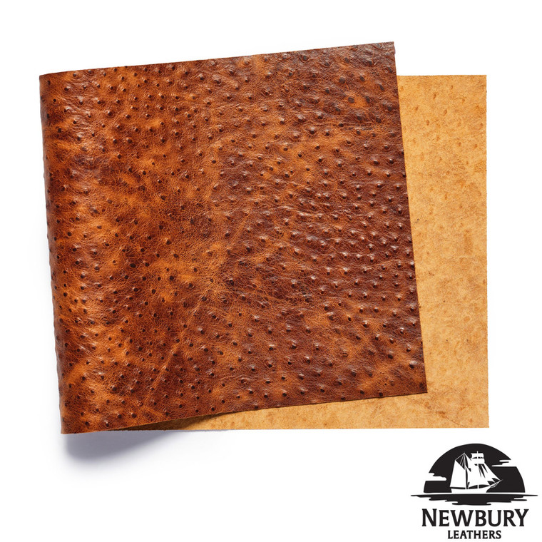 Cognac Ostrich Embossed Leather, Panels