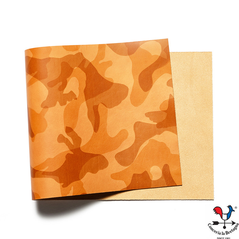 Fullgrain Camo Leather Panel from La Bretagna, Large Print Desert