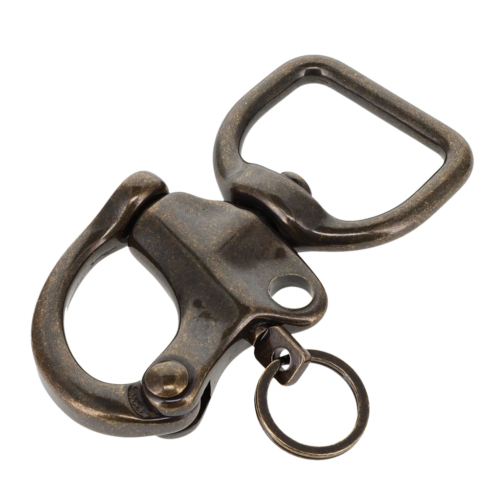 C5102 1" Antique Brass, Quick Release Snap Shackle, Flat Base, w/ 1/2" B2020 Key Ring, Solid Brass