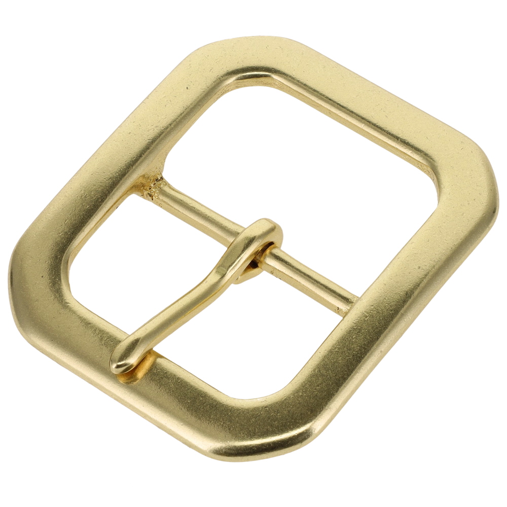 B9312 1 1/2" Natural Brass, Center Bar Buckle, Solid Brass-LL