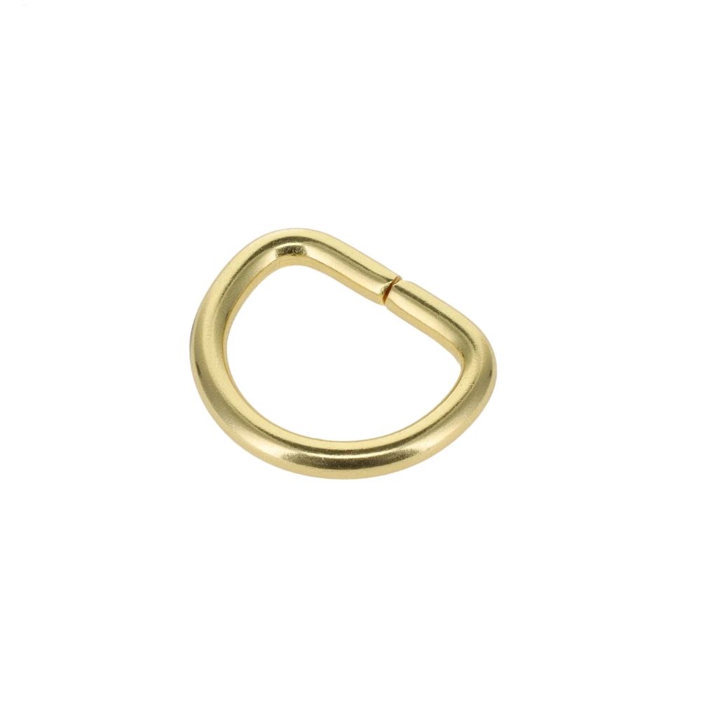 B1599 7/8" Natural Brass, Wired Formed D-Ring, Solid Brass-LL