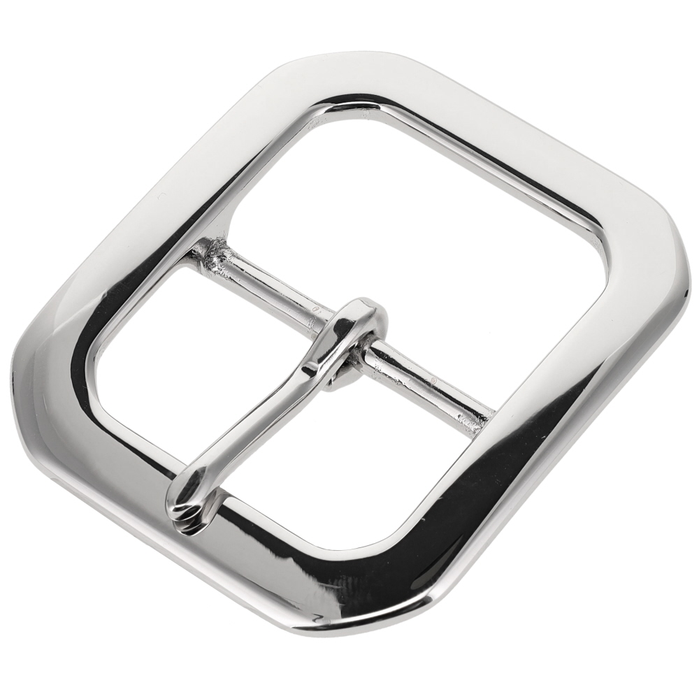 B9312 1 1/2" Nickel Plate, Center Bar Buckle, Solid Brass-LL