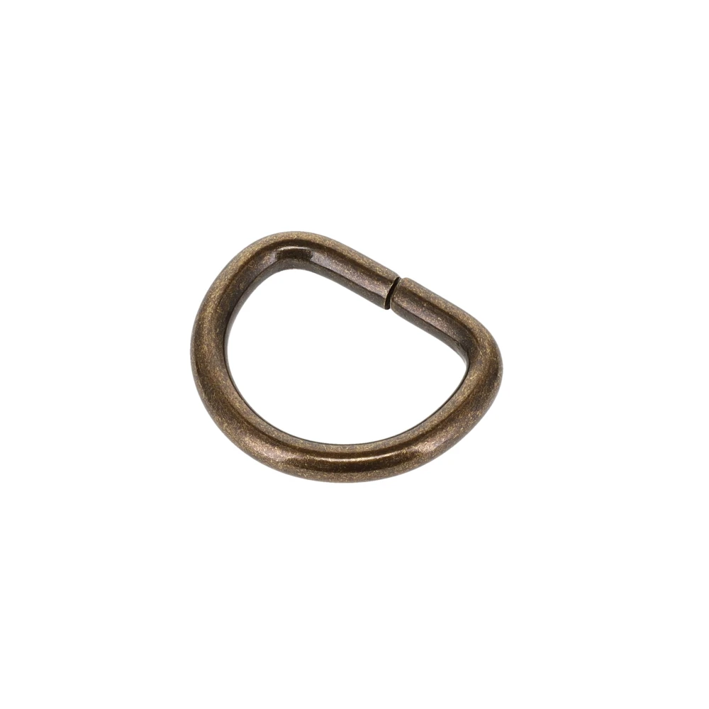 B1599 7/8" Antique Brass, Wired Formed D-Ring, Solid Brass-LL