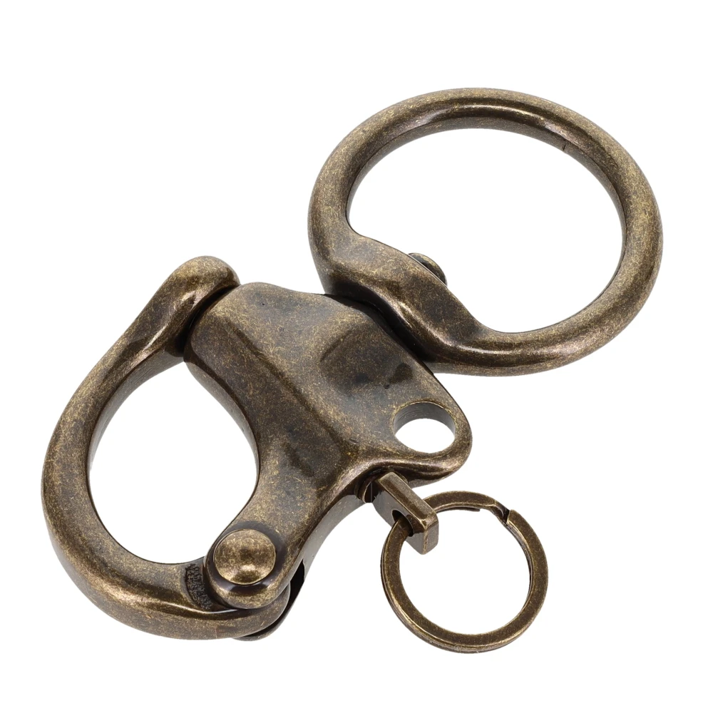C5103 1" Antique Brass, Quick Release Snap Shackle, Round Base, w/ 1/2" B2020 Key Ring, Solid Brass