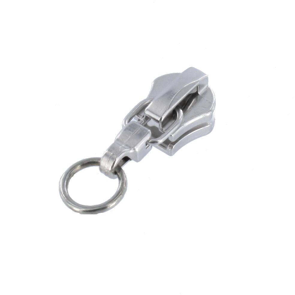 riri　7/27-2 Riri Snodo 7 Zipper Pull With Ring, Nickel Plate NI, Fits