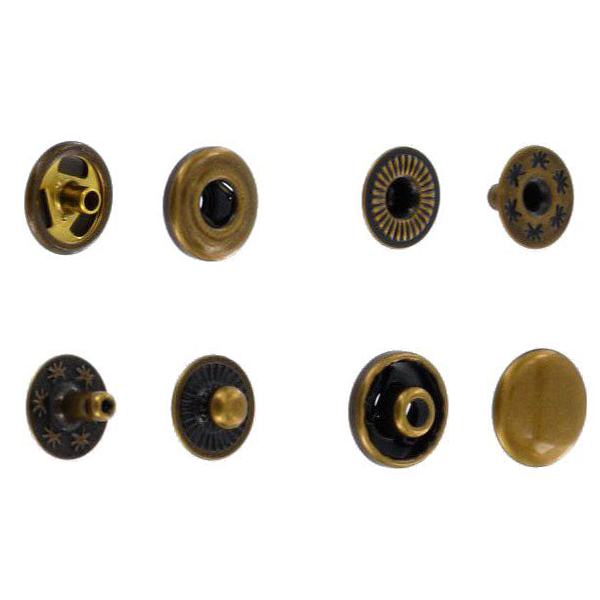 B10) Double Cap Spring Snap Fastener Solid Brass - Small
